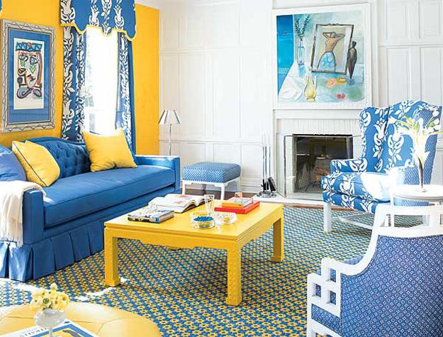 Trendy Color Combinations for Modern Interior Design in Blue and Yellow