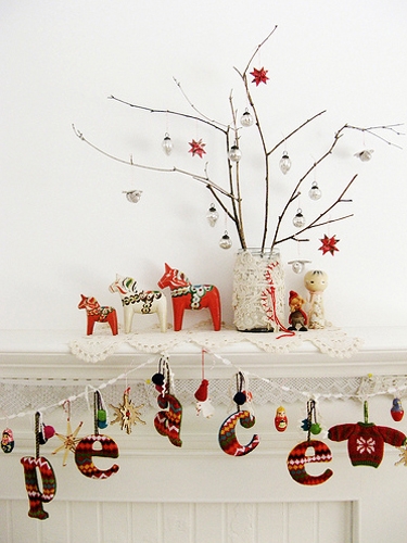 winter fireplace decorating