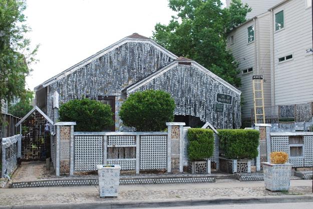 recycling glass bottles and beer cans for green building and home decorating