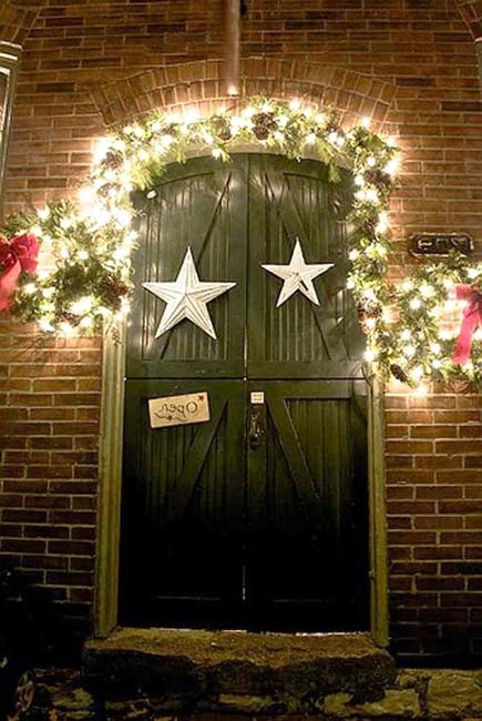 winter decoration with strands of outdoor lights