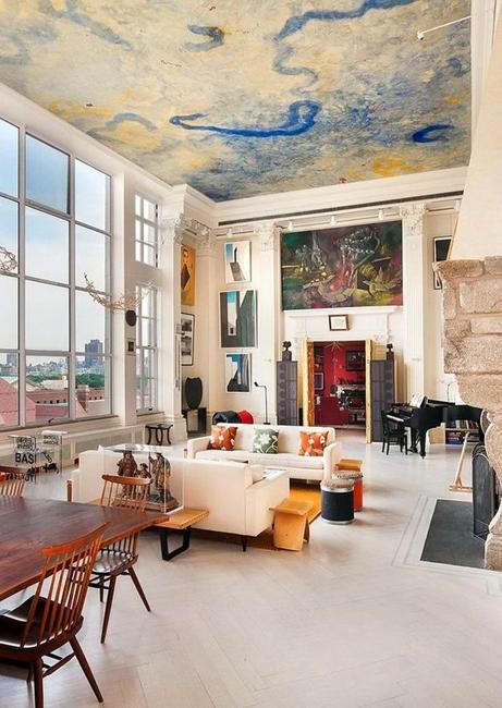 modern interiors with unique ceiling decor