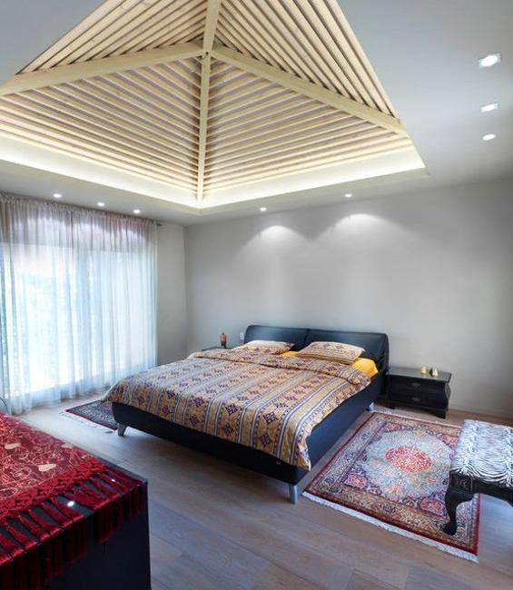 modern interiors with unique ceiling decor