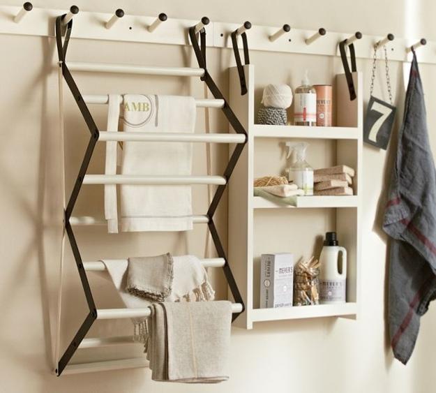 Space Saving Racks Adding Eco Accents to Laundry Room Design