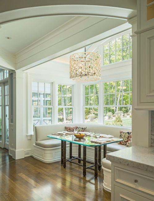 Space Saving Kitchen Nook Design with Window Seat and Storage