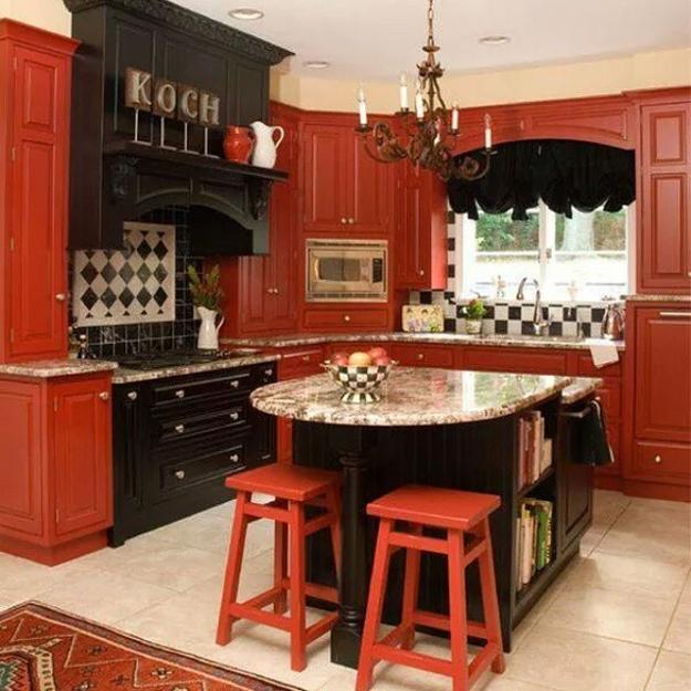 Black and red kitchen, Red kitchen decor, Red kitchen