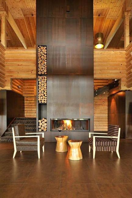 modern interior design and firewood storage ideas