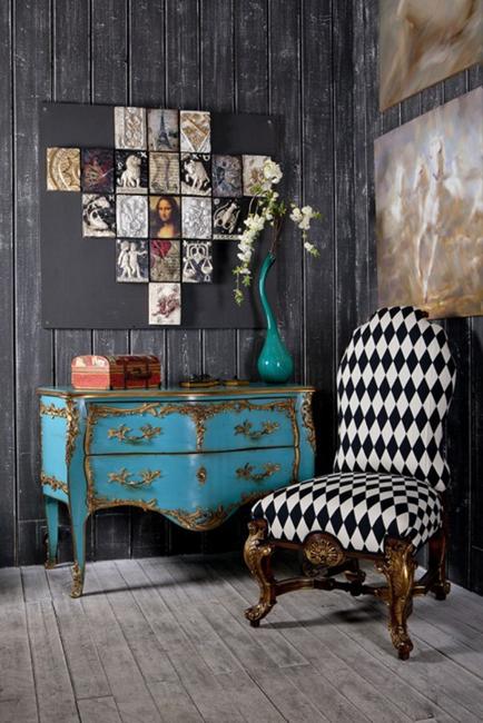 decorative wall panel designs created with wall tiles in vintage style