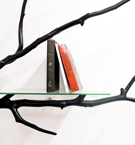 recycling tree branches for glass shelves