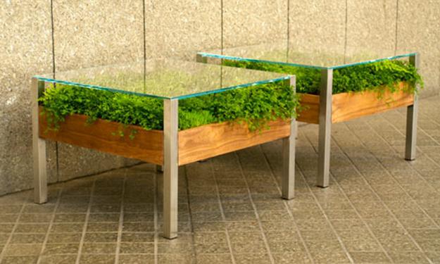 Unusual Glass Top Coffee Table Design in Eco Style
