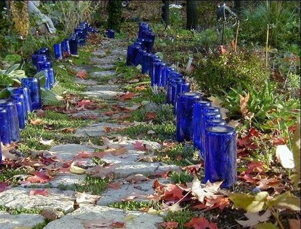 recycling glass bottles for garden design