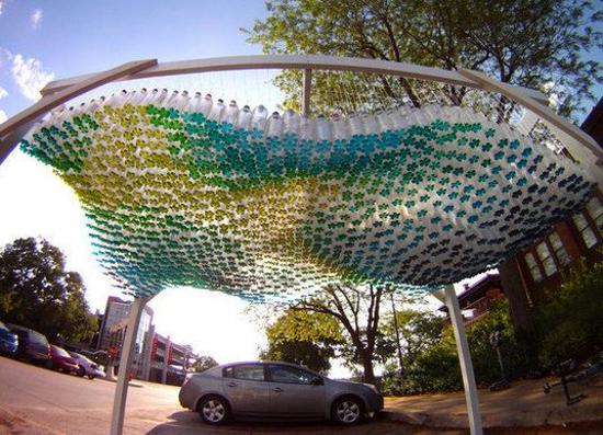 recycling plastic bottles for canopy and sun shelter designs