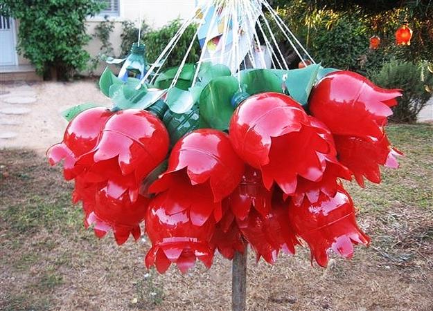 How to Recycle Plastic Bottles for Colorful Handmade Yard Decorations