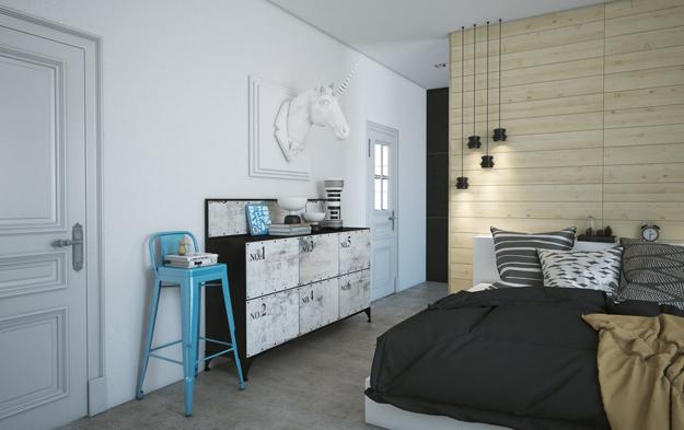 bedroom furniture and accessories in eclectic style