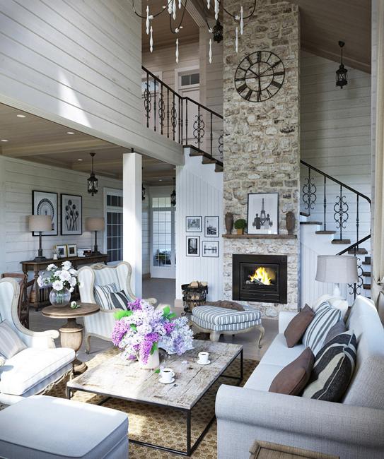 Comfortable Family Home Design, Cottage Decor in Neutral ...