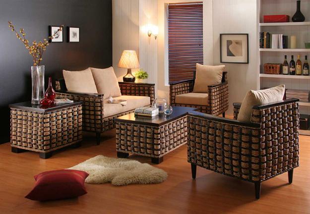 Wicker Furniture Adding Cottage Decor Feel to Modern Living Room Designs