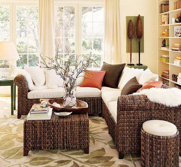 Wicker Furniture Adding Cottage Decor Feel to Modern Living Room Designs