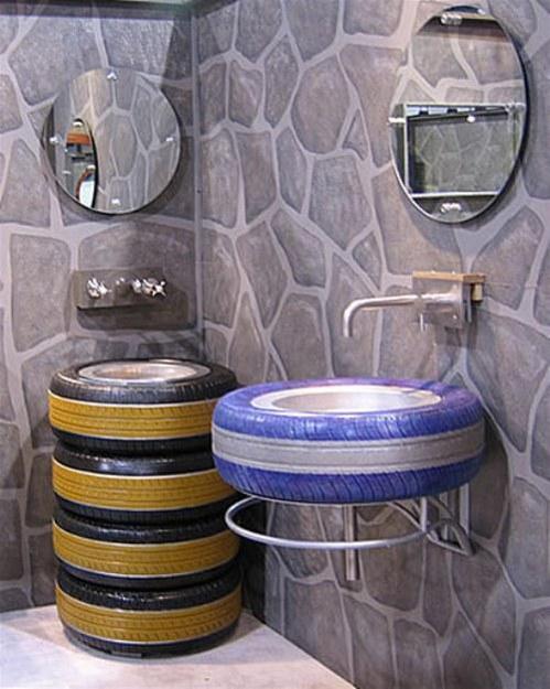 how to reuse and recycle bike wheels, rackets, used car tires and paddles for modern interior decorating