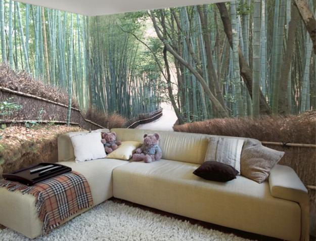 modern wall decoration with photo wallpaper