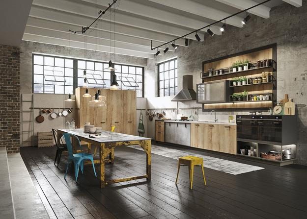 contemporary kitchen interiors and kitchen furniture in industrial style