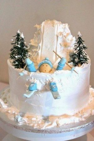 Festive Christmas Cake Decoration with Holiday Trees, the Art of Food