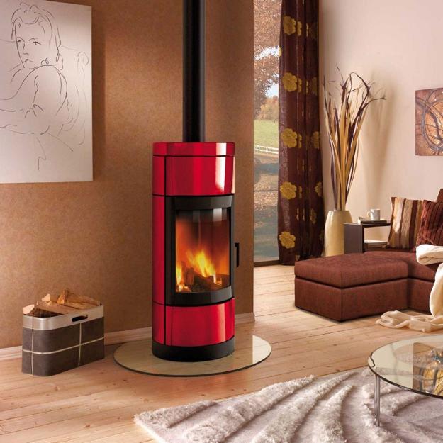 modern living room design and decorating around wood stove