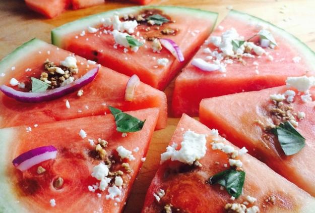 food decoration with watermelon adding red colors to cold and hot salads