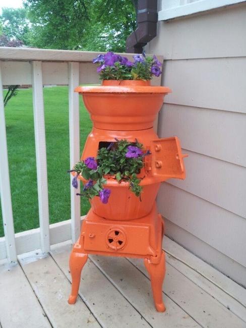 Recycling Old Stoves for Metal Planters to Save Money on 