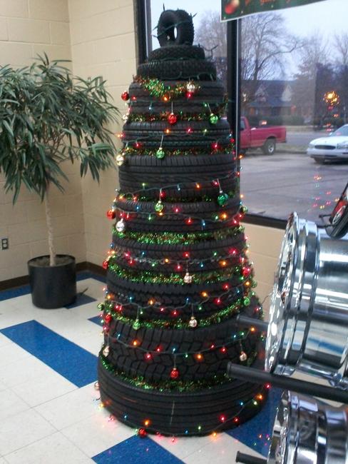 Recycling Tires  for Winter Decorating  Original Handmade 