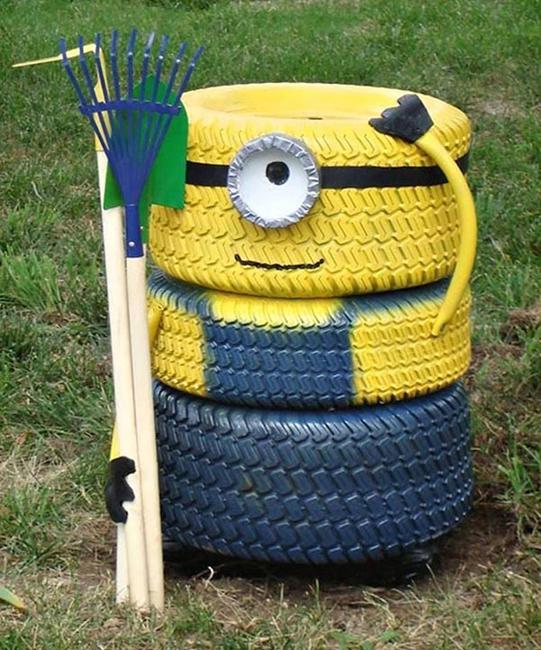 how to reuse and recycle car tires for yard decorations and art