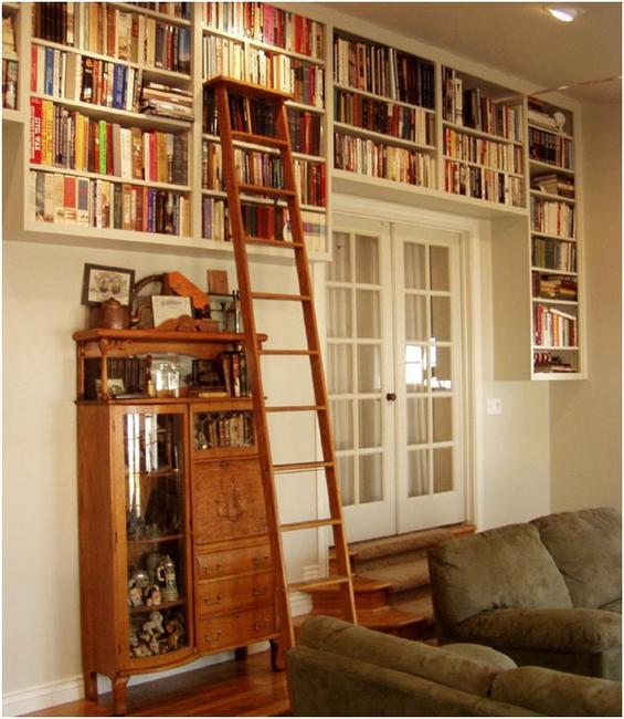25 Modern Home Library Designs With Ladders And Stairs