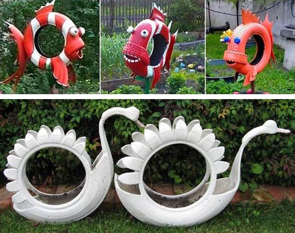 20 Garden Decorations And Kids Toys Made With Recycled Tires