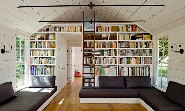 25 Modern Home Library Designs With Ladders And Stairs