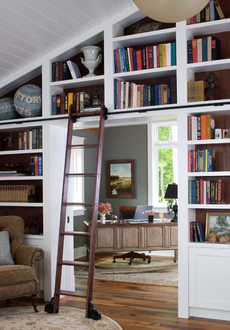 25 Modern Home Library Designs With Ladders And Stairs