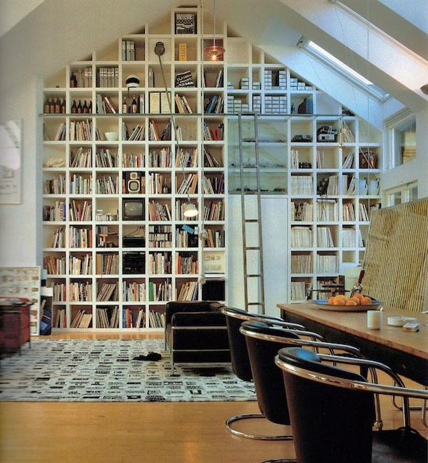 25 Modern Home Library Designs with Ladders and Stairs