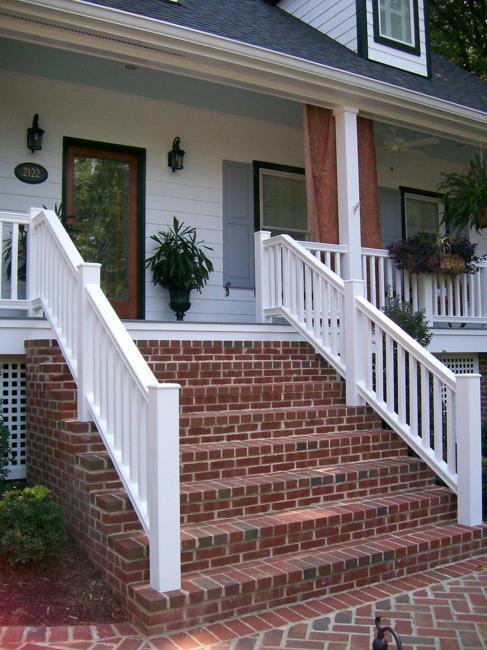 Building Exterior Stairs with Classy Bricks and Modern Tiles