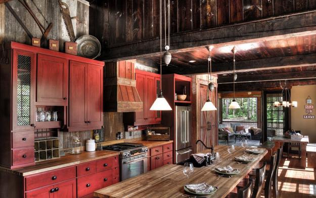 red kitchen cabinets