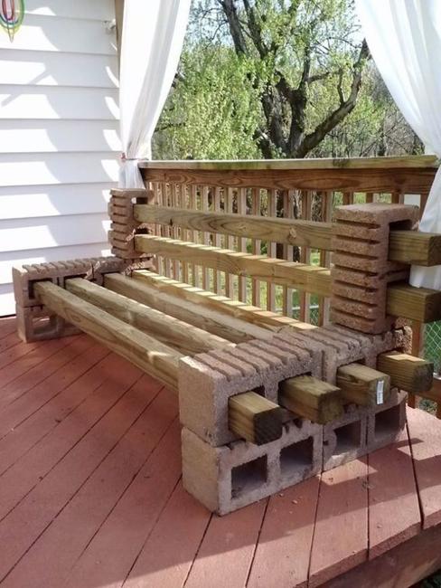 DIY Garden Benches and Tables Made with Cinder Blocks