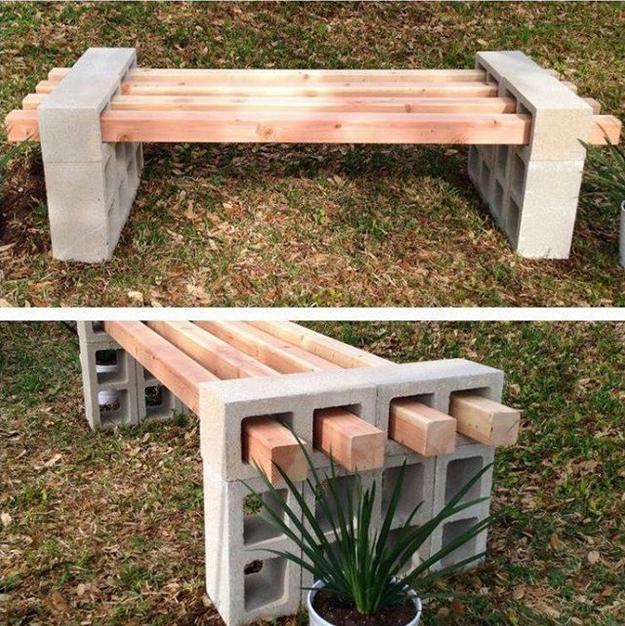 Diy Garden Benches And Tables Made With Cinder Blocks