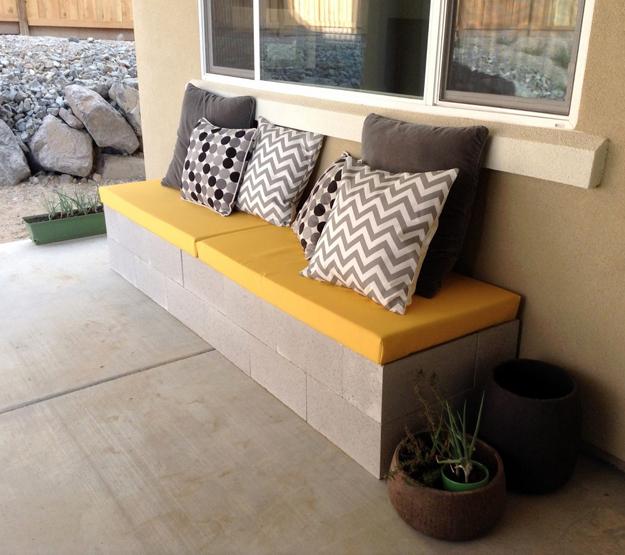 DIY Garden Benches and Tables Made with Cinder Blocks