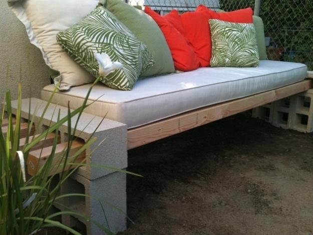 outdoor furniture with concrete blocks