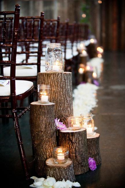 log candle holders