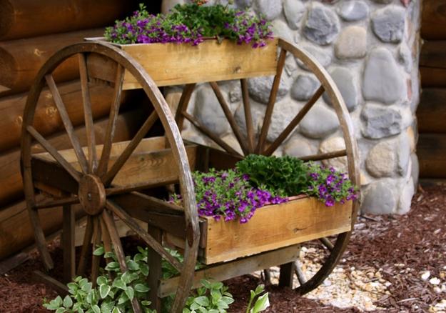 decorating with plants and wheels