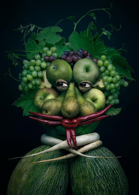 portraits made of fruits and vegetables