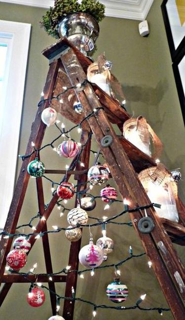 Alternative Christmas Tree Designs Turning Step Ladders into Fun