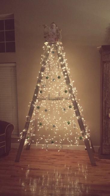Alternative Christmas Tree Designs Turning Step Ladders into Fun Holiday Decorations