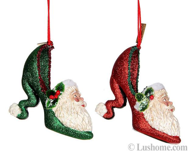 santa shoes in red and green