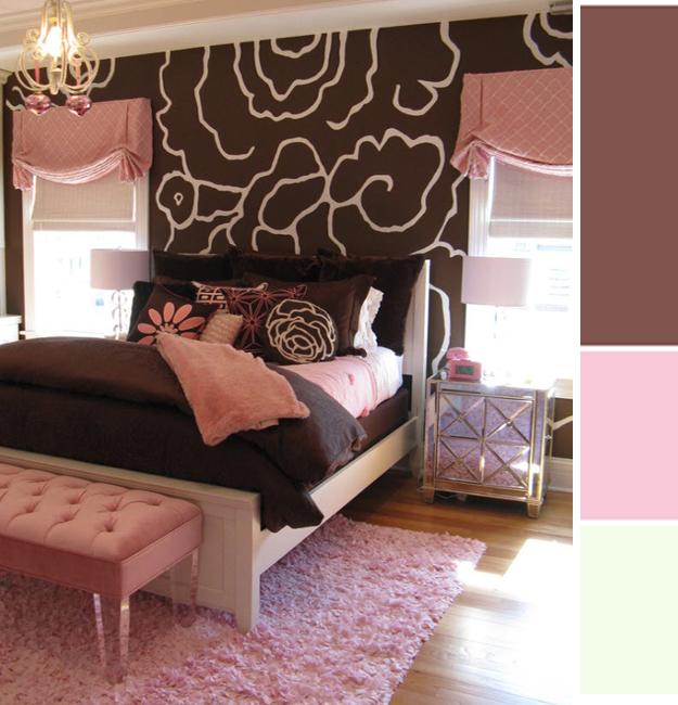 bedroom design with brown walls