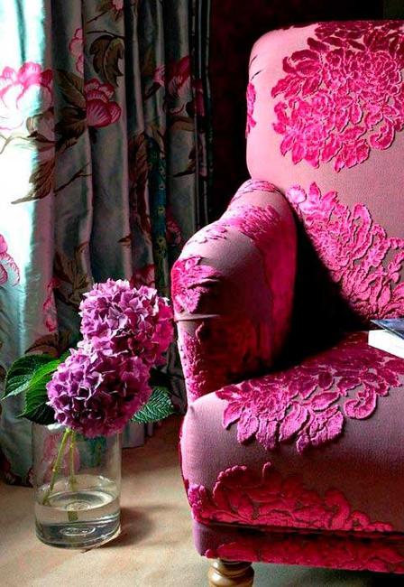 pink velvet with floral designs