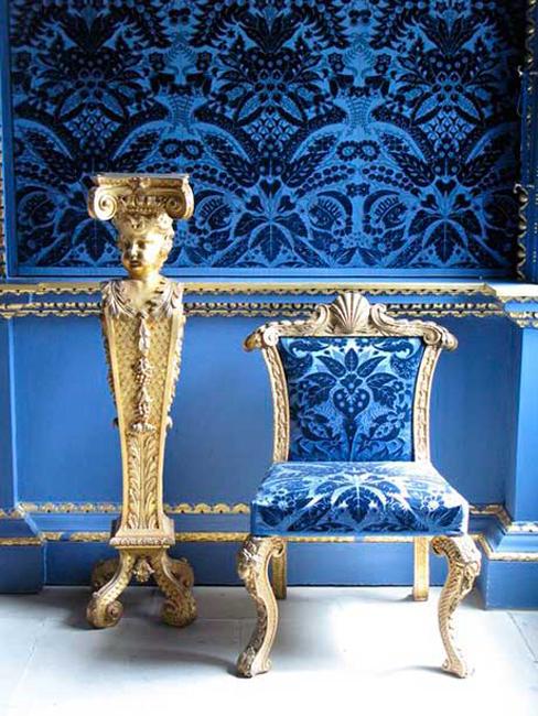 blue velvet upholstery fabric and wall decoration