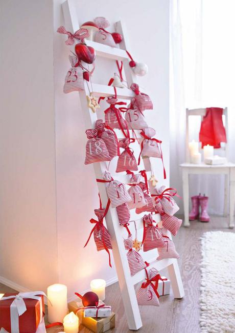 advent calendar made with decorative bags